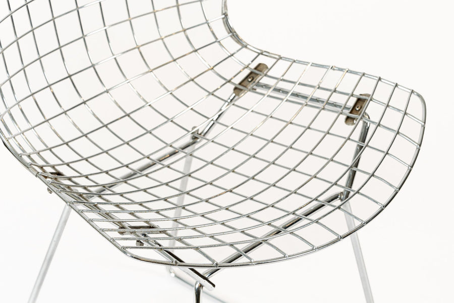Mid Century Modern Silver Wire Dining Side Chairs by Harry Bertoia for Knoll