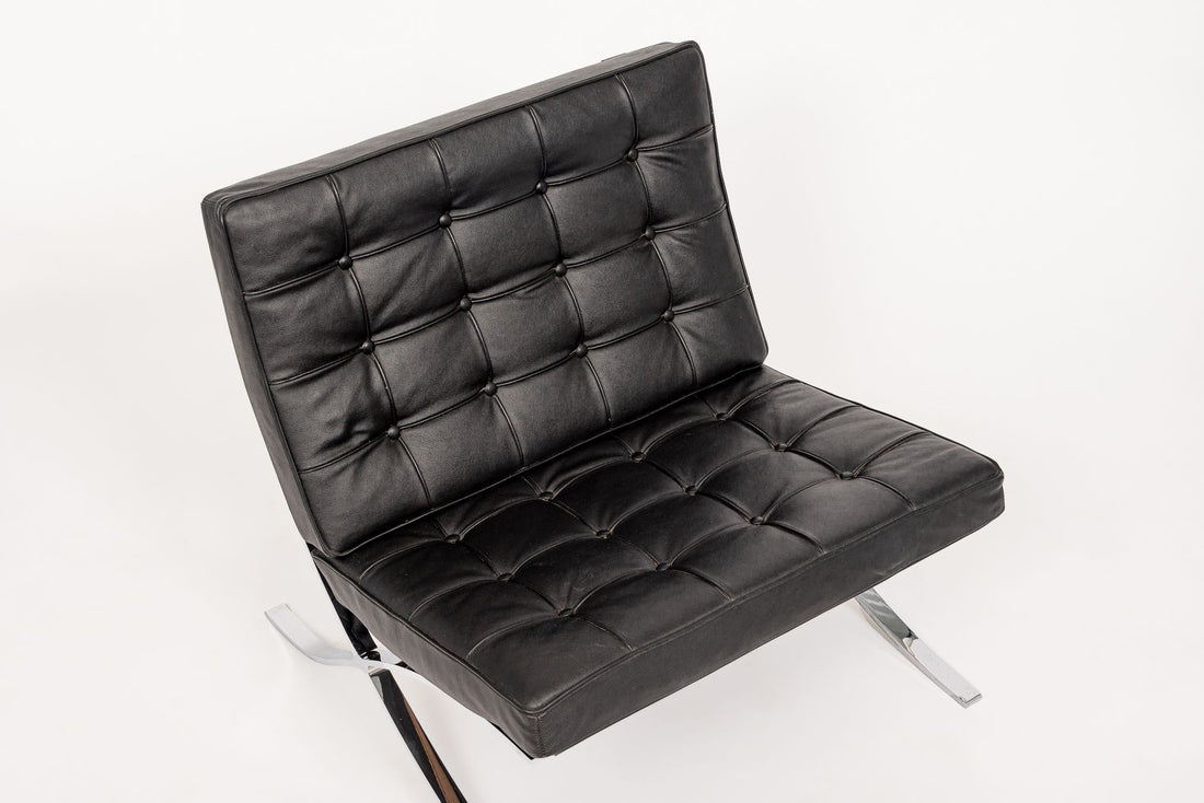 Mid Century Black Barcelona Chair by Mies van der Rohe for Knoll