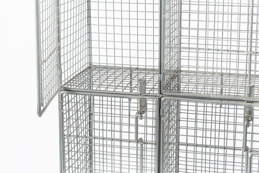 Pair British Industrial Metal Wire Mesh Locker Sets, Made in the UK