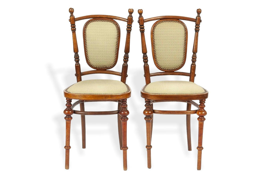 Antique Art Nouveau Bentwood Loveseat Bench and Side Chairs Salon Suite, 1900s