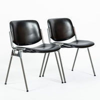 Six Mid Century Italian DSC 106 Leather Stacking Chairs by Giancarlo Piretti for Castelli, 1980s