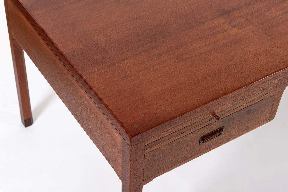 Large Mid Century Danish Modern Mahogany Wood Executive Desk