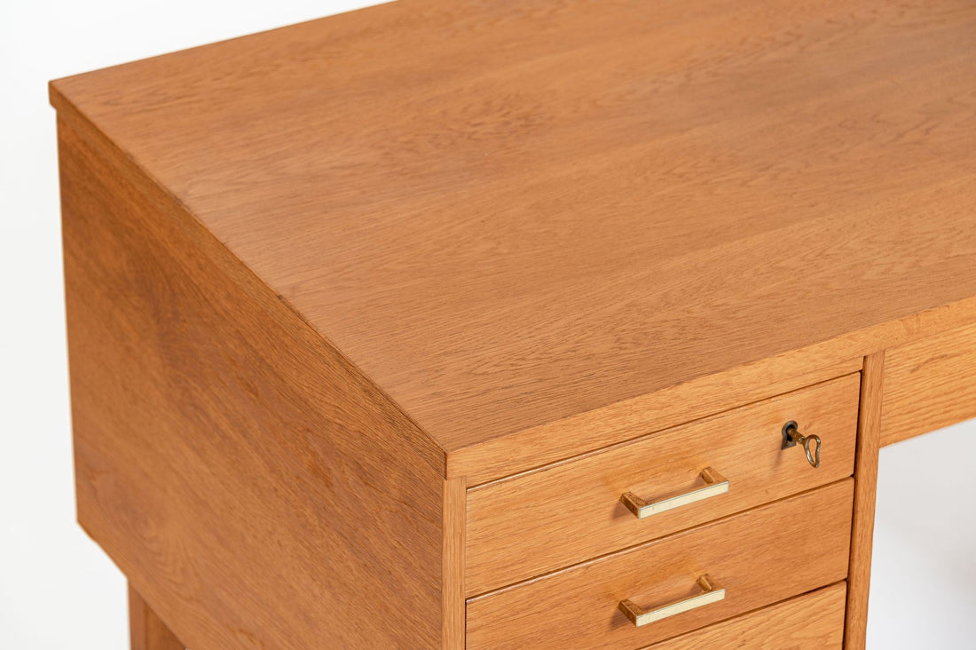 Mid Century Danish Modern Oak Wood Writing Desk 1960s