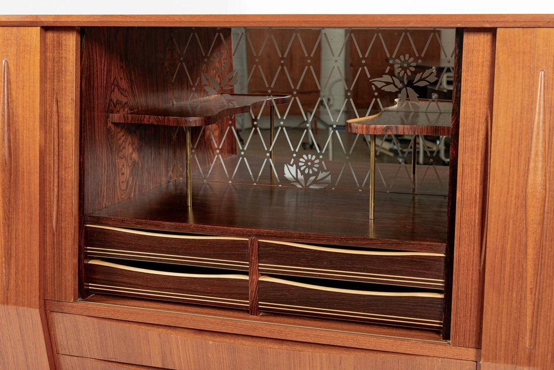 Mid-Century Danish Modern Teak High Sideboard or Bar Cabinet 1960s