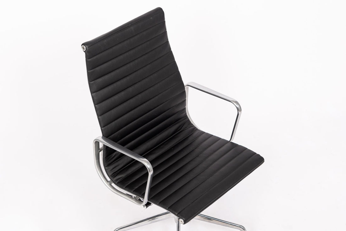 Eames Herman Miller Tall Black Leather Desk Chair Executive Thin Pad