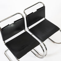 Mid Century Bauhaus MR 10 Black Side Chairs by Mies van der Rohe for Knoll