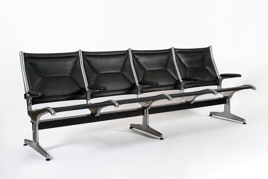 Mid Century Eames for Herman Miller Black Tandem Sling Seating 1990s