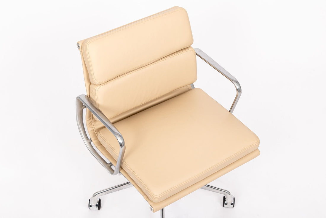 Eames for Herman Miller Cream Leather Office Chair Pair 2000s