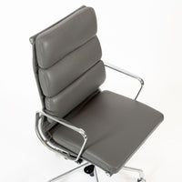 Herman Miller Eames Aluminum Group Tall Gray Leather Office Chair Soft Pad