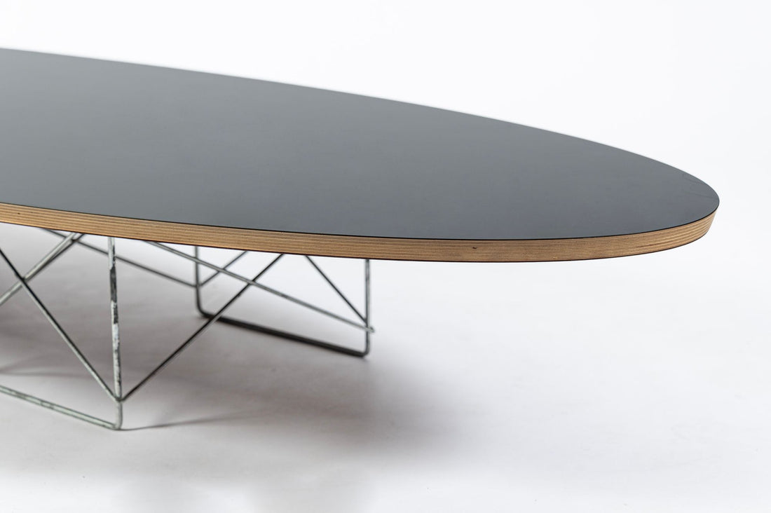 Eames Surfboard ETR Coffee Table for Herman Miller, Black Mid Century Modern Table