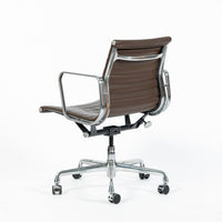 Eames Herman Miller Brown Leather Aluminum Group Thin Pad Desk Chair, 2008