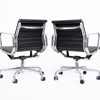 Eames for Herman Miller Black Leather Desk Chairs Thin Pad