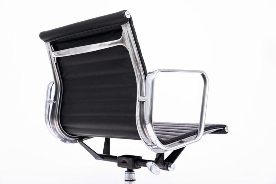 Eames Herman Miller Black Leather Office Chair Thin Pad Aluminum Group