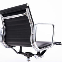 Eames Herman Miller Black Leather Office Chair Thin Pad Aluminum Group