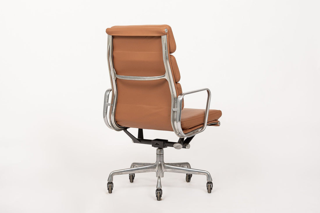 Herman Miller Eames Tall Brown Leather Desk Chair Aluminum Group