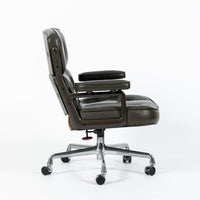 Eames Time Life Executive Lobby Chair for Herman Miller, Dark Gray Leather Office Desk Chair, 1988