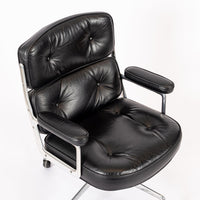 Eames for Herman Miller Time Life Black Leather Office Chairs, 1980s - Set of 4