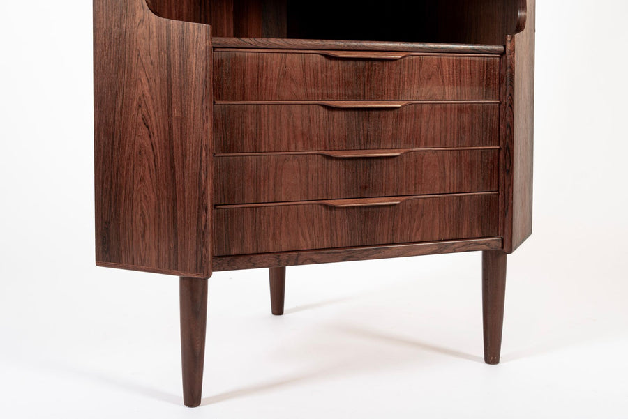Mid Century Danish Rosewood Corner Bar Cabinet 1960s