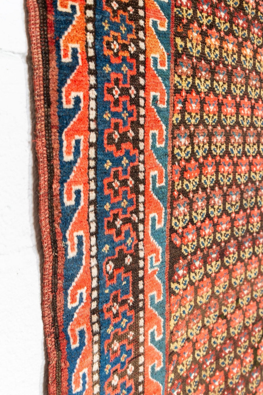 Antique Handmade Kurdish Red and Pink Floor Rug Runner 6x11