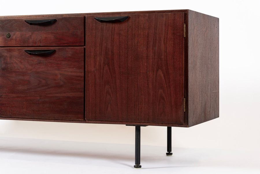 Mid Century Walnut Wood File Cabinet Credenza by Jens Risom