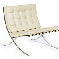 Mid Century Cream Barcelona Chairs by Mies van der Rohe for Knoll, 1980s