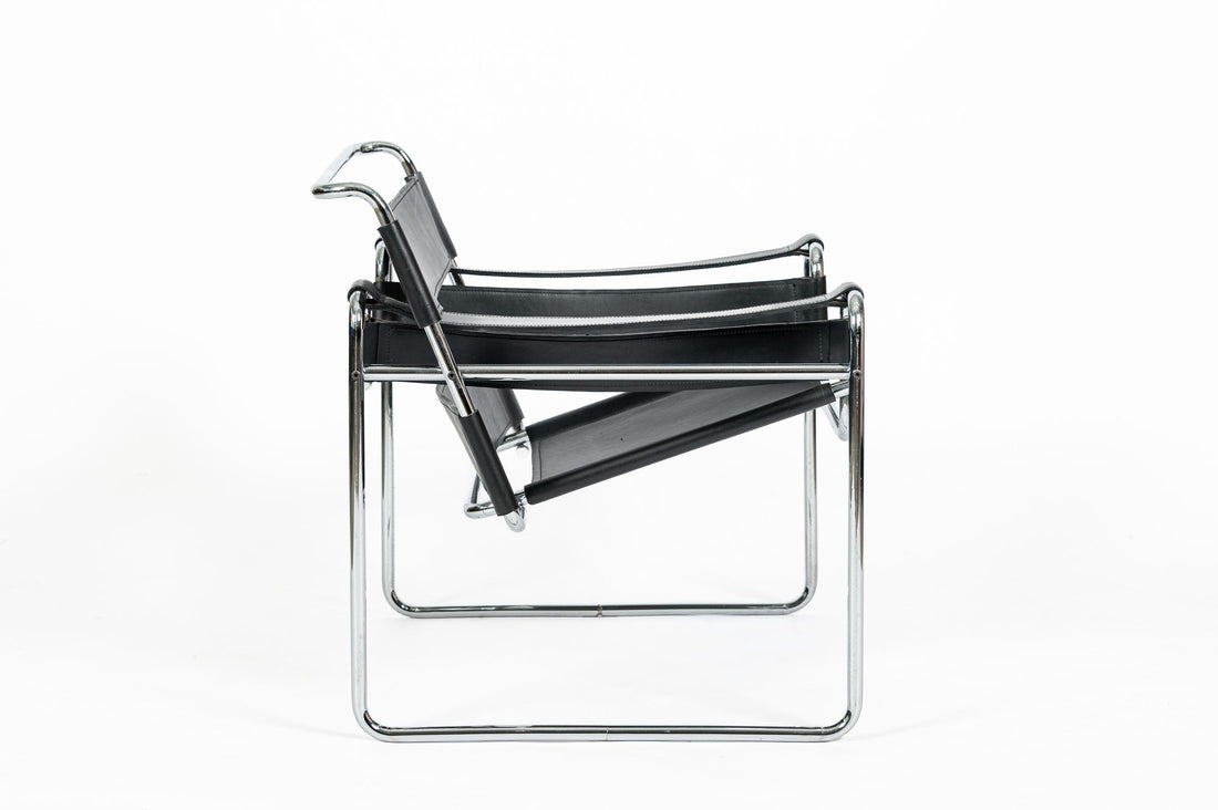 Vintage Mid Century Black Wassily Chair by Marcel Breuer (attr.) 1970s