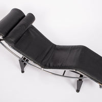 Cassina Black Leather LC4 Chaise Lounge Chair by Le Corbusier
