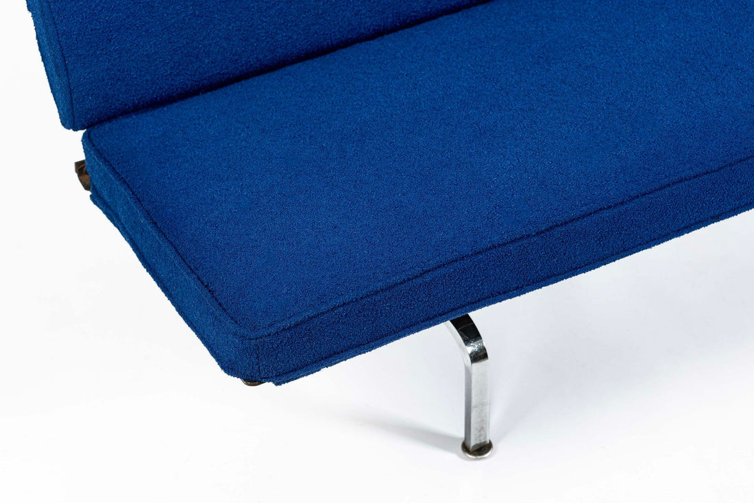 Mid Century Blue Sofa Compact by Eames for Herman Miller 1970s
