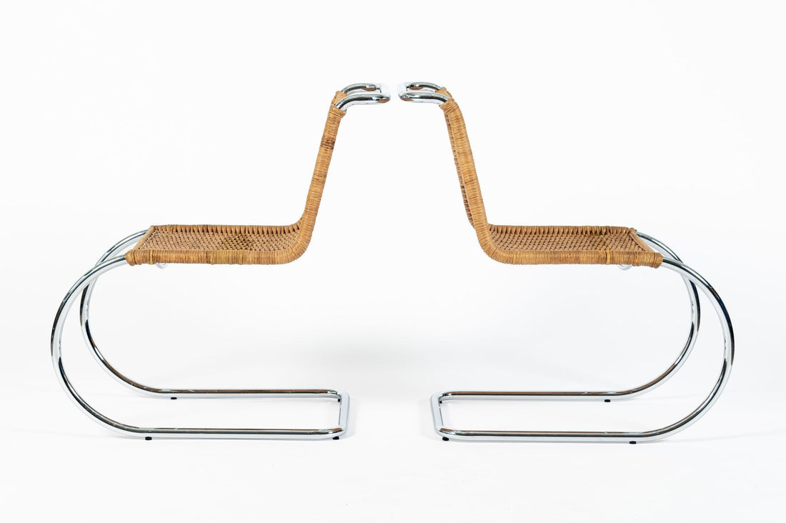 Mies van der Rohe MR10 Cane and Chrome Cantilever Dining Chairs for Stendig, Bauhaus Pair