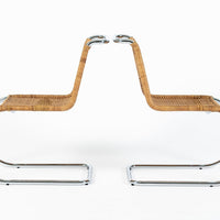Mies van der Rohe MR10 Cane and Chrome Cantilever Dining Chairs for Stendig, Bauhaus Pair