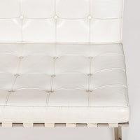 Mid Century White Barcelona Chairs by Mies van der Rohe for Knoll