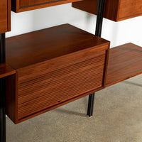 Early Production George Nelson OMNI Three-Bay Modular Walnut Wall Unit by Structural Products, Circa 1961