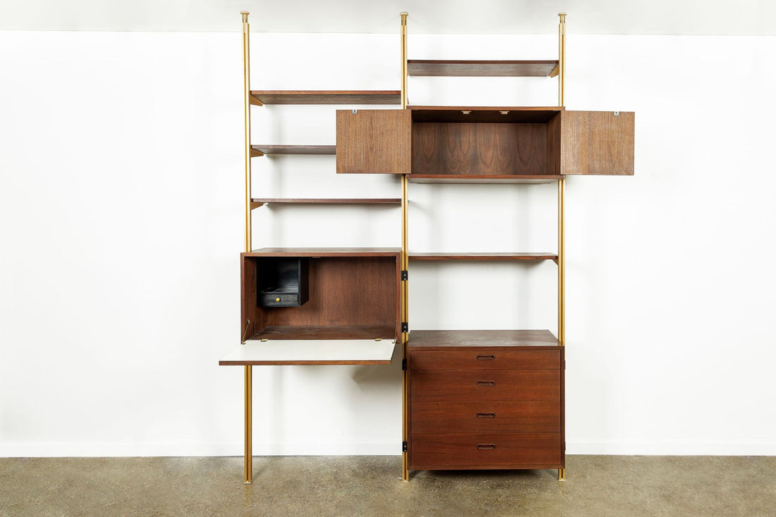 Mid Century Omni Wood Modular Wall Unit Shelving & Bookcase by George Nelson