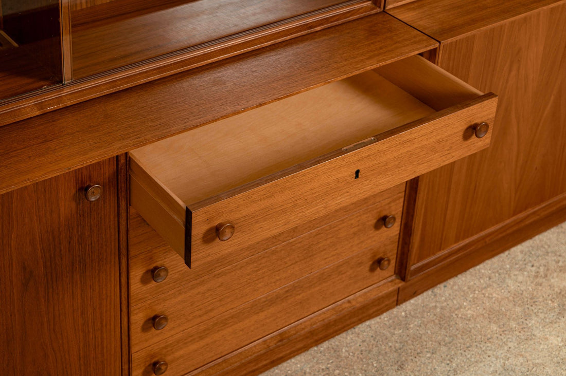 Pair of Swedish Mid-Century Modern Teak Bookcase Display Cabinets, 1960s