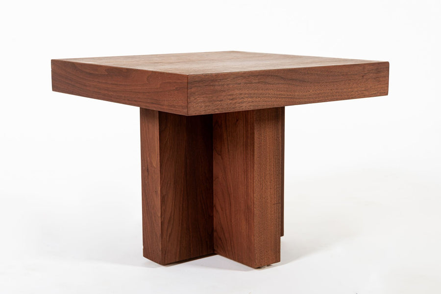 Mid Century Walnut Wood Side Tables Milo Baughman Style 1970s