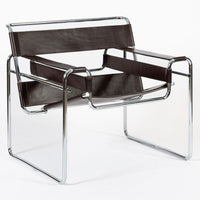 Mid Century Dark Brown Leather Wassily Arm Chairs by Marcel Breuer for Knoll, Signed, 1960s