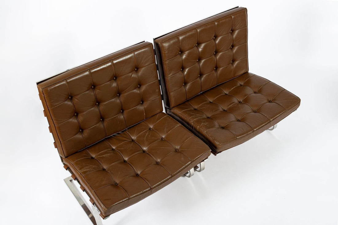 Pair Vintage Brown Tugendhat Lounge Chairs by Mies van der Rohe for Knoll 1960s