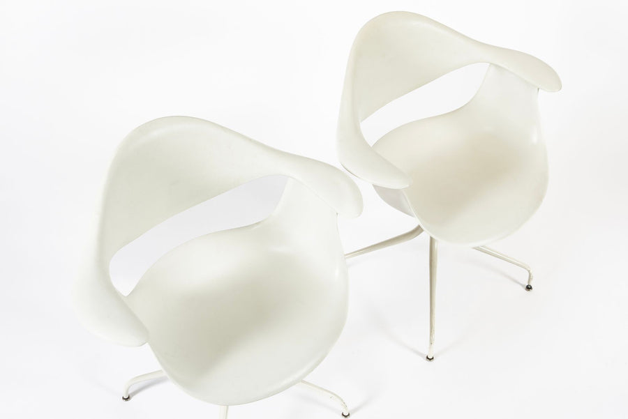 Mid Century White Swag Chairs by George Nelson for Herman Miller