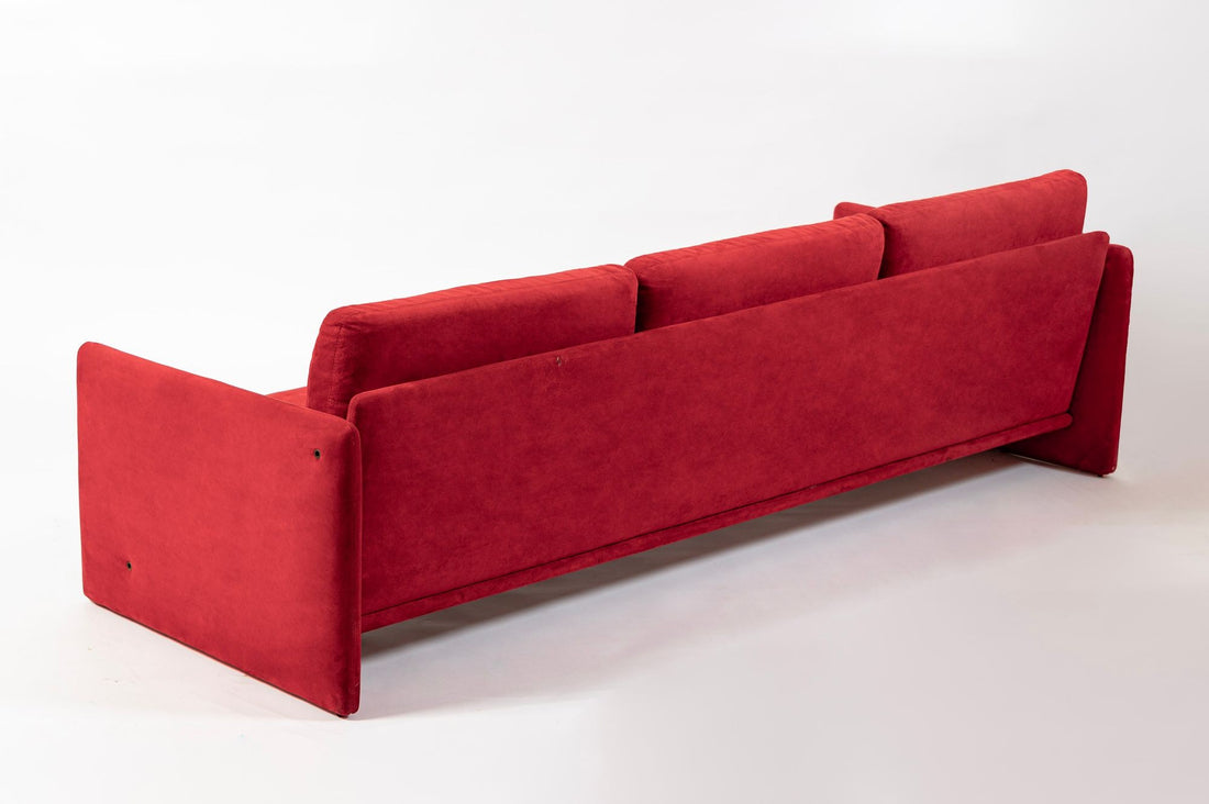 Vintage Italian Modern Red Simone Sofa by Simon International, Italy, Circa 1972