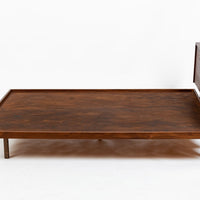 Vintage Mid-Century Walnut Wood Platform Bed by Richard Artschwager (attr.) 1950s