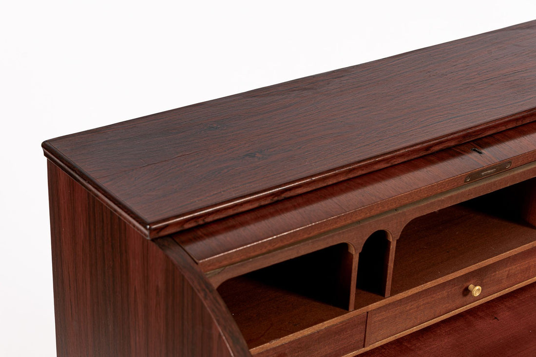 Vintage Mid Century Swedish Rosewood Rolltop Secretary Desk