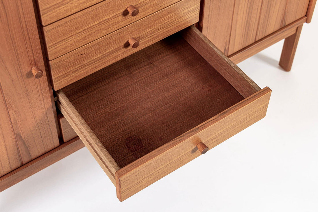 Mid Century Danish Teak Wood Credenza Sideboard Cabinet