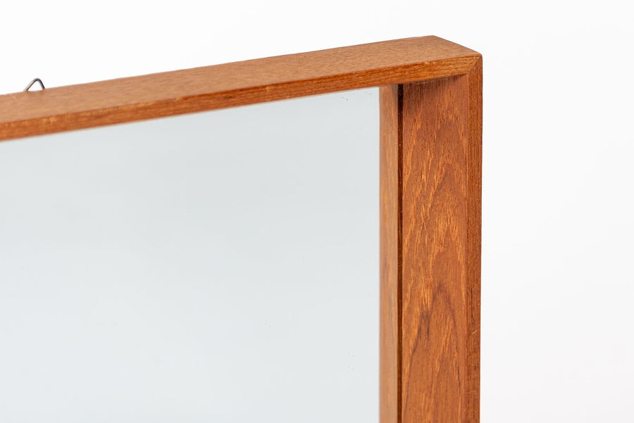 Vintage Mid Century Square Teak Wood Hanging Wall Mirror