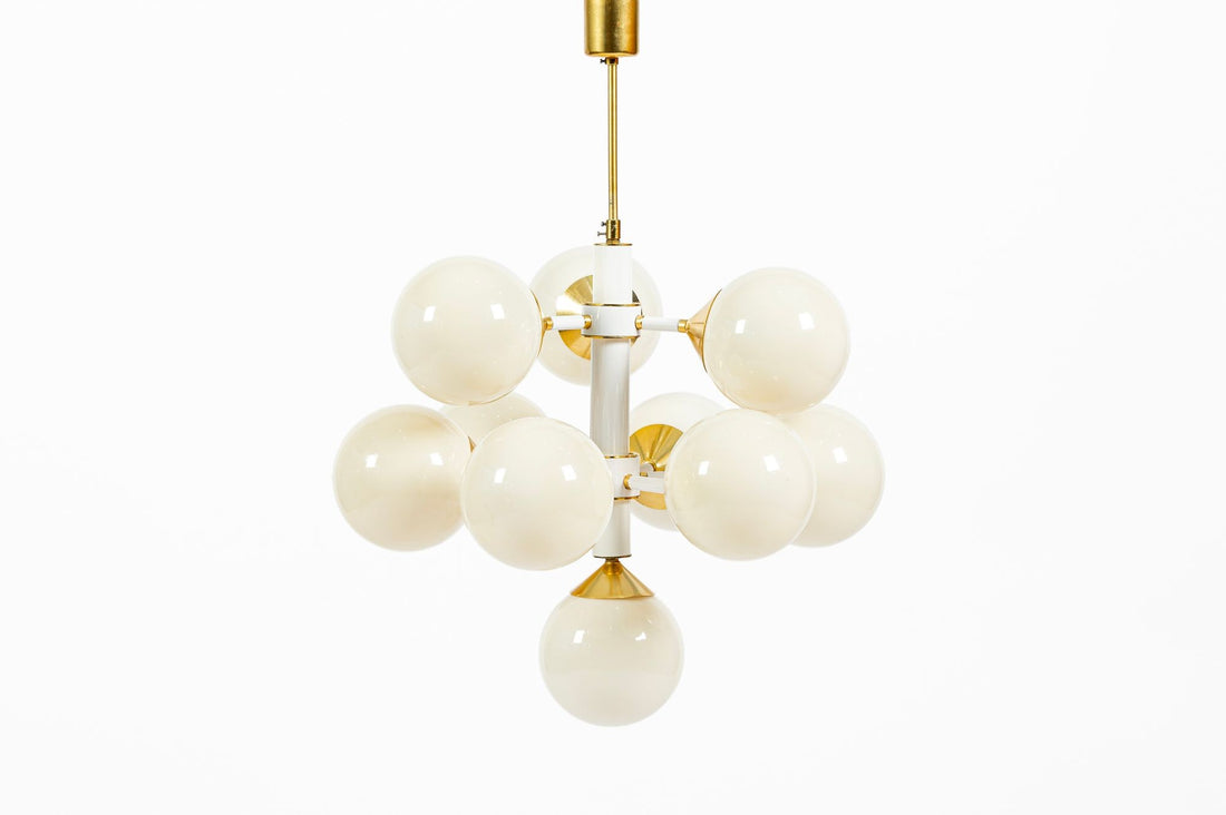 Pair of Mid-Century Modern Sputnik Chandeliers by Szarvasi, Hungary 1970s, 3x Avail