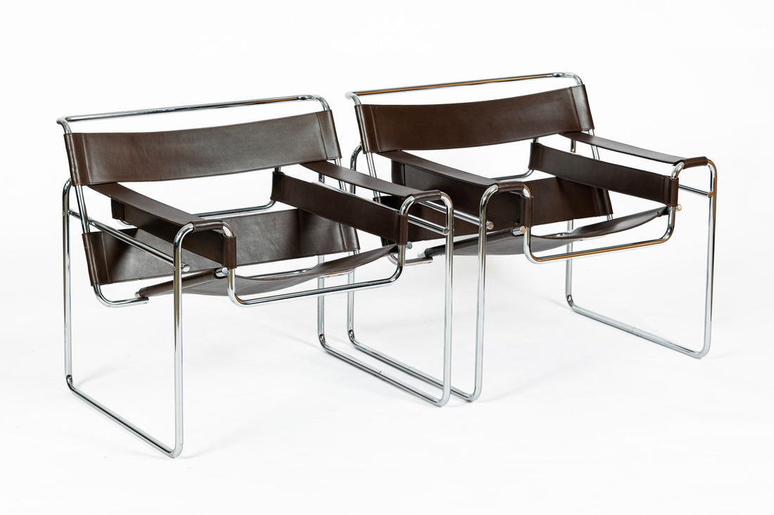 Pair of Mid Century Brown Wassily Chairs by Marcel Breuer for Stendig, 1960s, Labeled