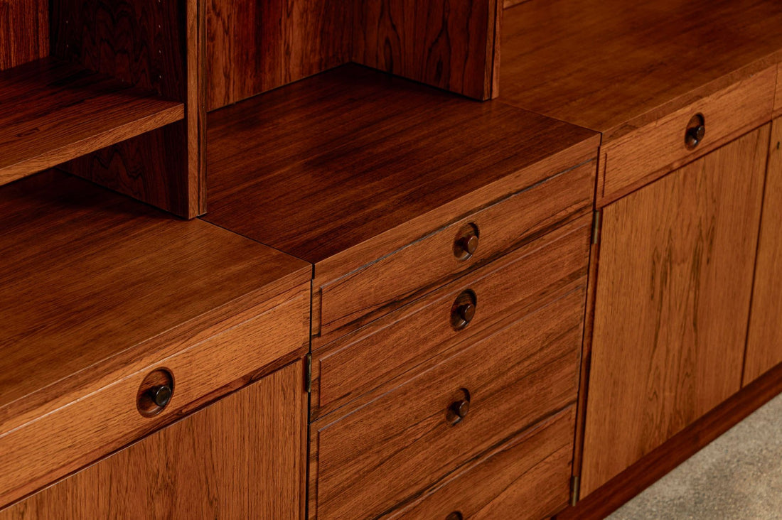 Mid-Century Modern Swedish Rosewood Wall Unit Bookcase by Bertil Fridhagen for Bodafors, 1960s