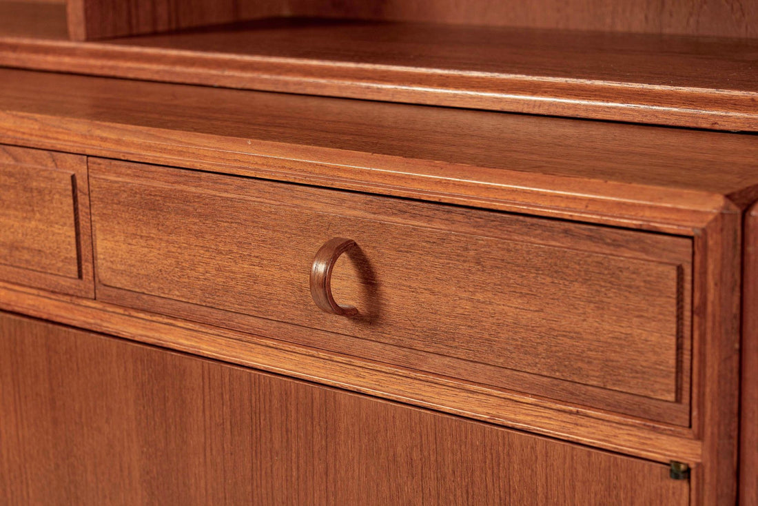 Large Mid Century Swedish Teak Wood Bookshelf Wall Unit by Bodafors