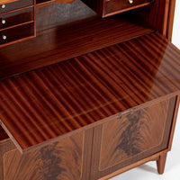 Scandinavian Modern Figured Mahogany Secretary Bookcase Cabinet 1960s