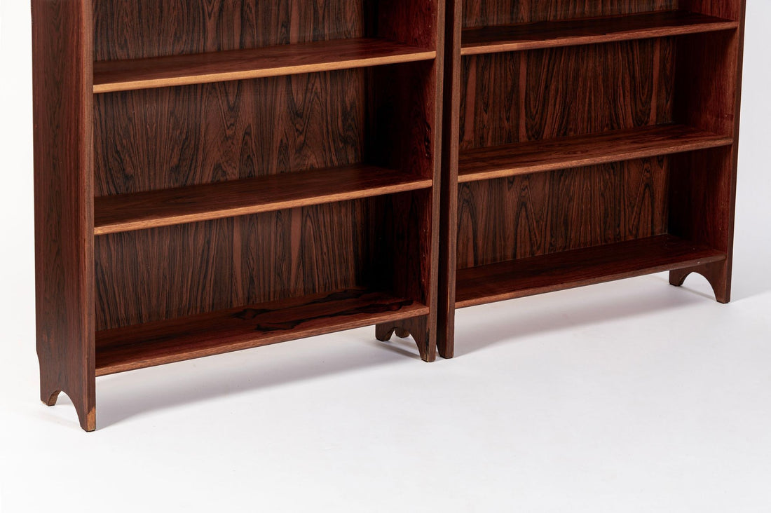 Pair of Mid Century Scandinavian Modern Tall Rosewood Bookcases