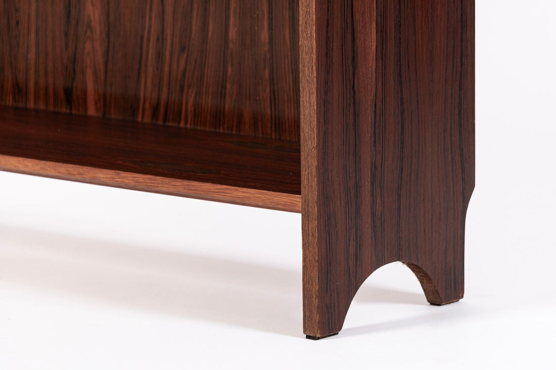 Mid Century Rosewood Bookcase, Scandinavian Tall Display Shelf, 3 Avail